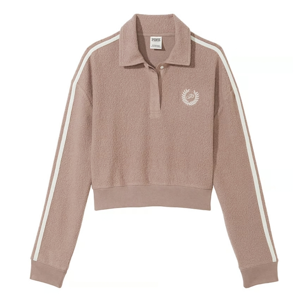 Victoria's secret PINK Reverse Fleece Cropped Polo Sweatshirt